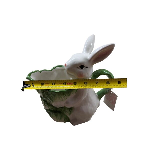 Ceramic Rabbit Holding Cabbage | Spring Decor | Cottagecore - Picture 7 of 7